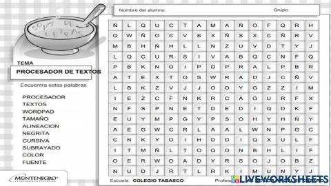 Sopa letras proc de textos