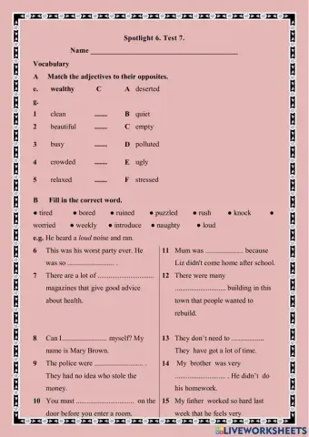 Spotlight 6, module 7. Test