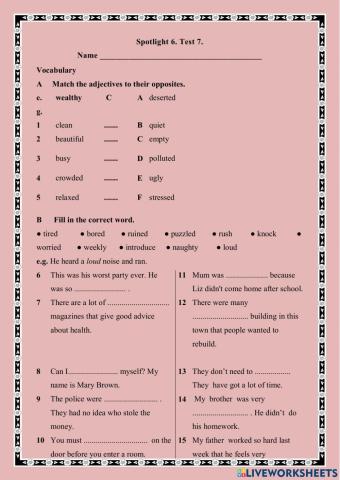 Spotlight 6, module 7. Test