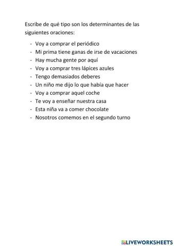 Ficha de repaso determinantes