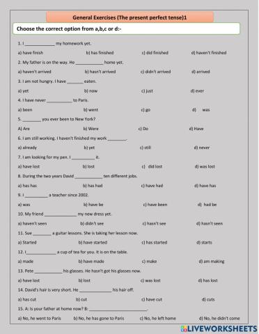 Present perfect( General Exercise )1