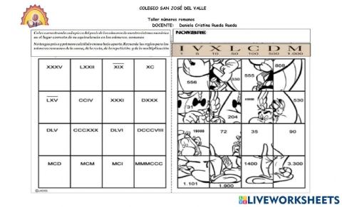 Taller números romanos