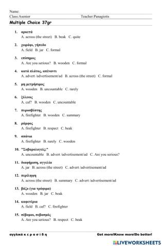 Asenior Worksheet 37