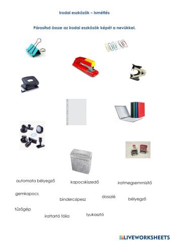Irodai eszközök - Ismétlés