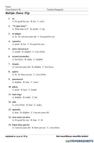 JuniorA+B  Worksheet 37