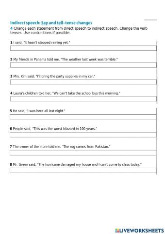 Indirect speech - tense changes