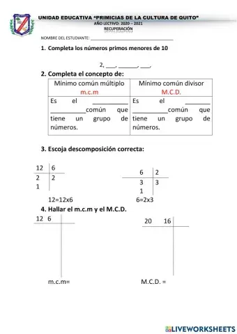 Minimo y maximo comun