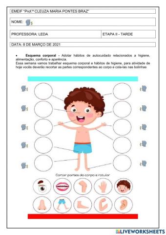 ESQUEMA CORPORAL - AULA DO DIA 08-03-2021