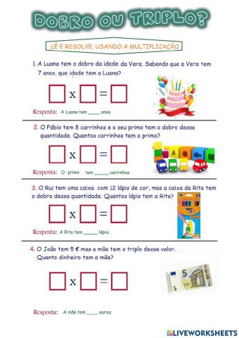 Problemas com o dobro e o triplo