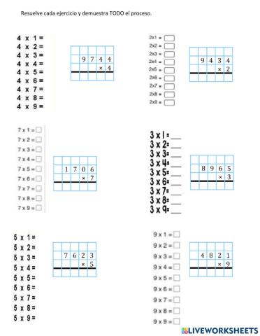 Multiplicacion 4 x 1