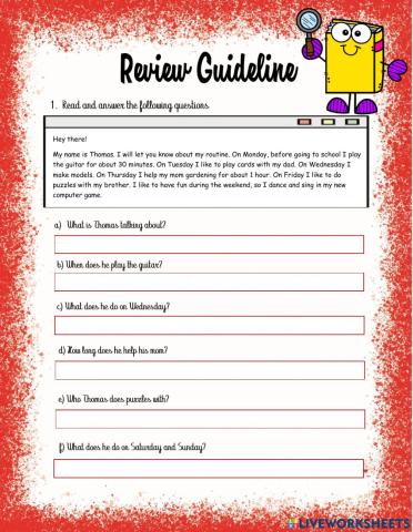 Review Guideline - 4th grade