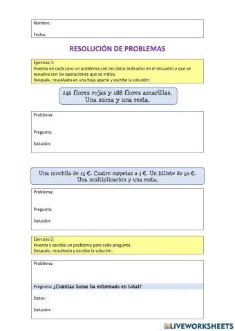 Inventa problemas a partir de datos