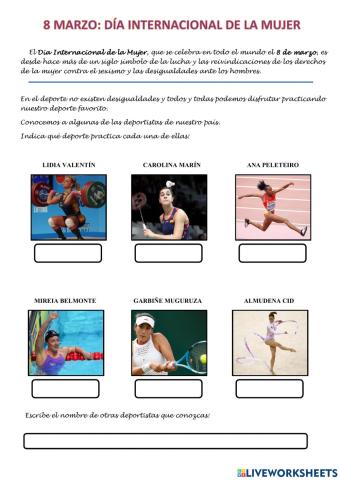 8 MARZO: Mujeres en el deporte