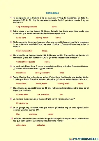 Problemas de ecuaciones I