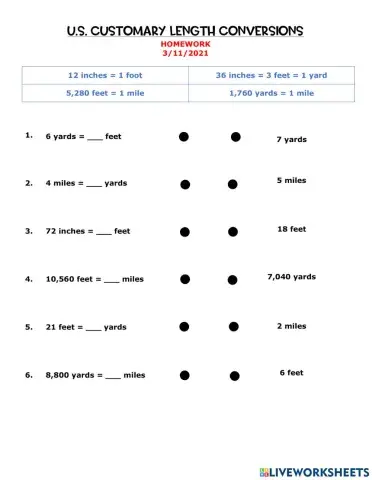US Customary Length Conversions