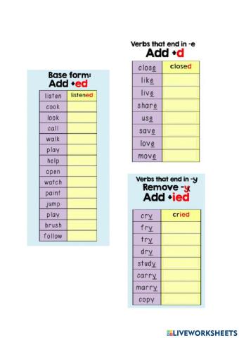 Past simple - Regular verbs