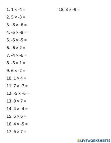 Multiplication of Integers