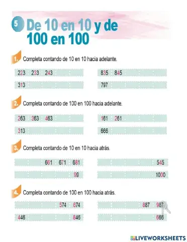 De 10 en 10, de 100 en 100