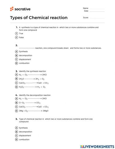 Types of reaction
