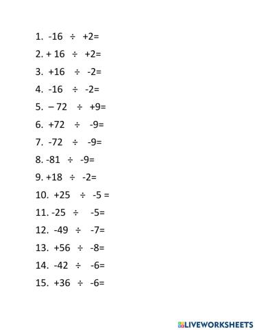 Division of integers