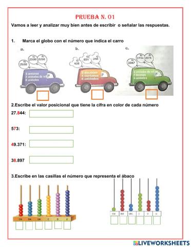 Prueba de matemáticas
