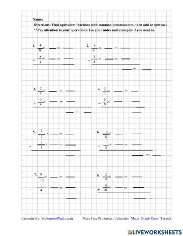 Add and Subtract Unlike Fractions2