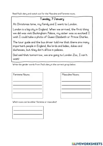 Masculine and Feminine Nouns