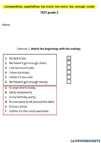 Adjectives- could - too- too much-too many- enough