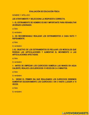 Evaluación educación física 2°