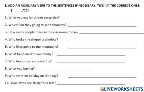 Subject OObject Questions