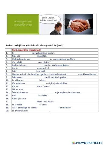 Iepazīšanās darbv. locīšana