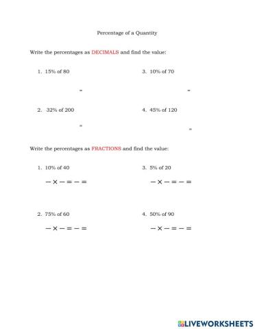 Percentage of a Quantity