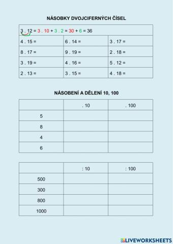 Násobení dvojciferných čísel
