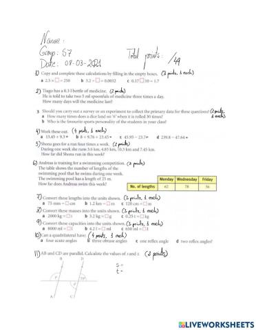 Maths S7 2nd Term Exam