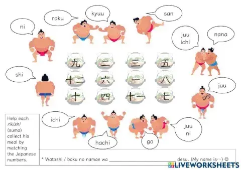 Japanese numbers 1-12