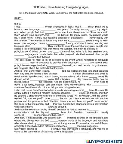 TedTalks Learning Languages Pt1