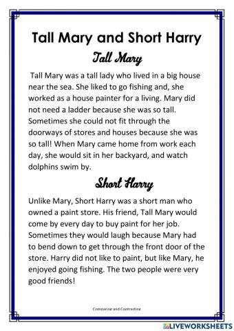 Tall Mary and Short Harry