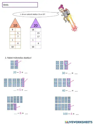 Vienu atņemšana no pilniem desmitiem.
