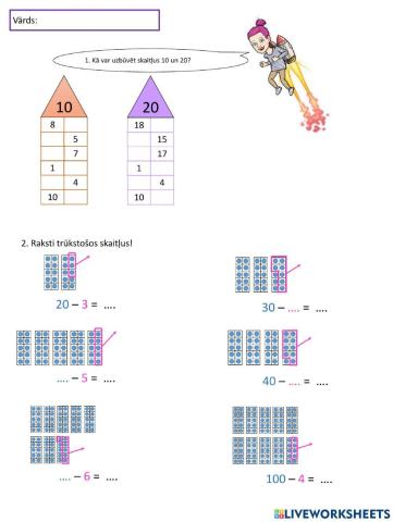 Vienu atņemšana no pilniem desmitiem.