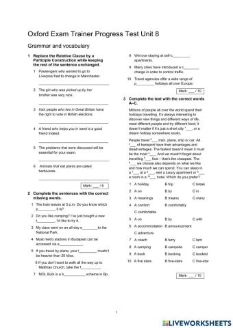 Oxford Exam Trainer B2 Unit 8. Travelling