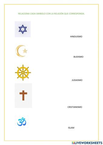 Relacionar cada religión con su símbolo