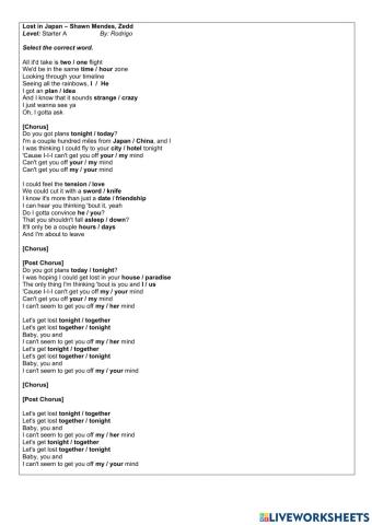 Lost in Japan - Shawn Mendes, Zedd - Starter A