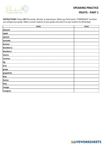 Speaking practice - fruits - part 1