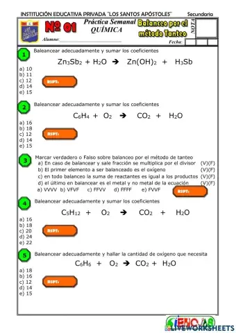 Practica de balanceo por tanteo