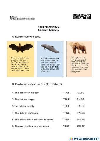 Reading- Amazing Animals 2