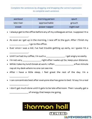 Sleeping Vocabulary C18 - D1