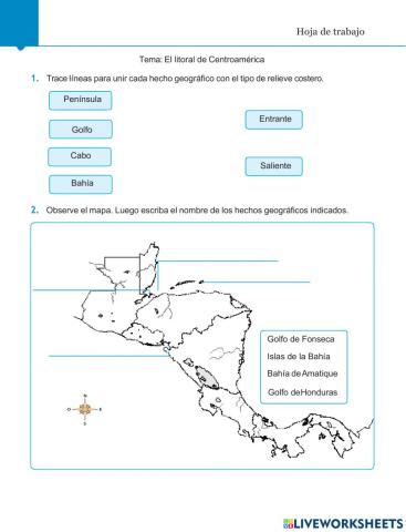 El litoral de Centroamérica.