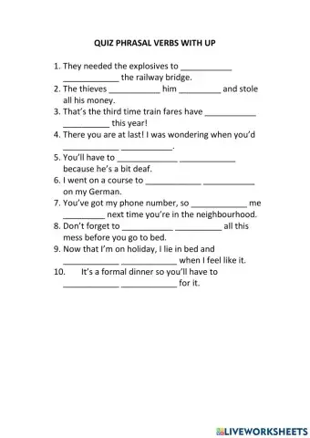 Phrasal Verbs with UP