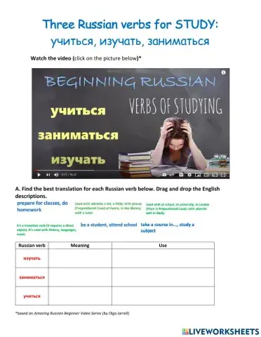 Three Russian verbs for STUDY