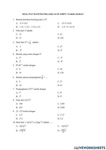 Uji coba ujian matematika